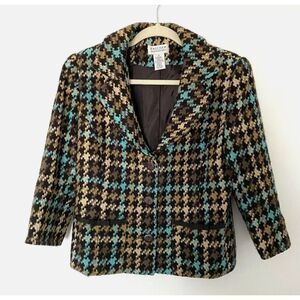 VTG Uniform John Paul Richard Plaid Clueless Preppy Academia Blazer Jacket Sz 12